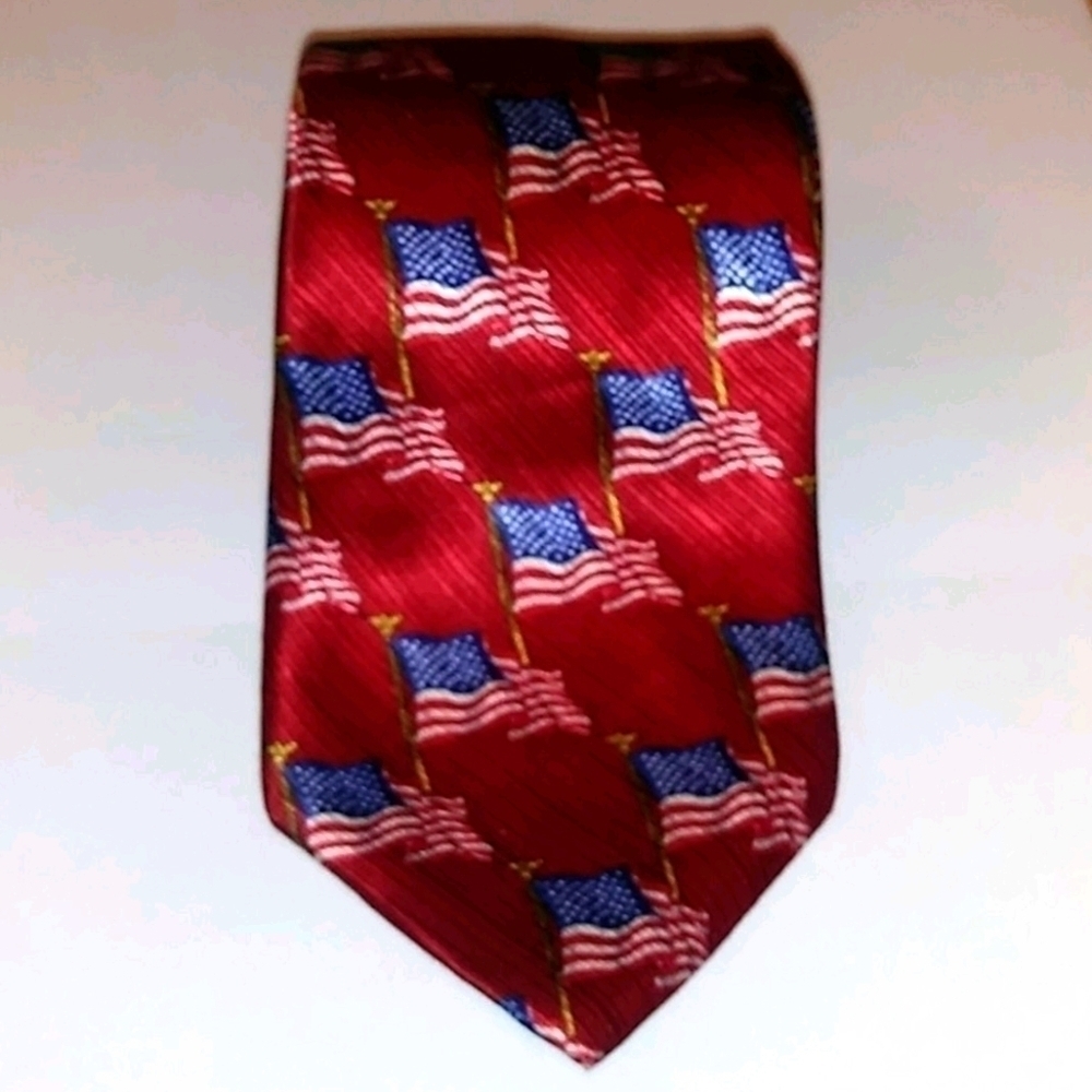 Saville Row American Flag 100% Silk Necktie 🇺🇸 Like New !